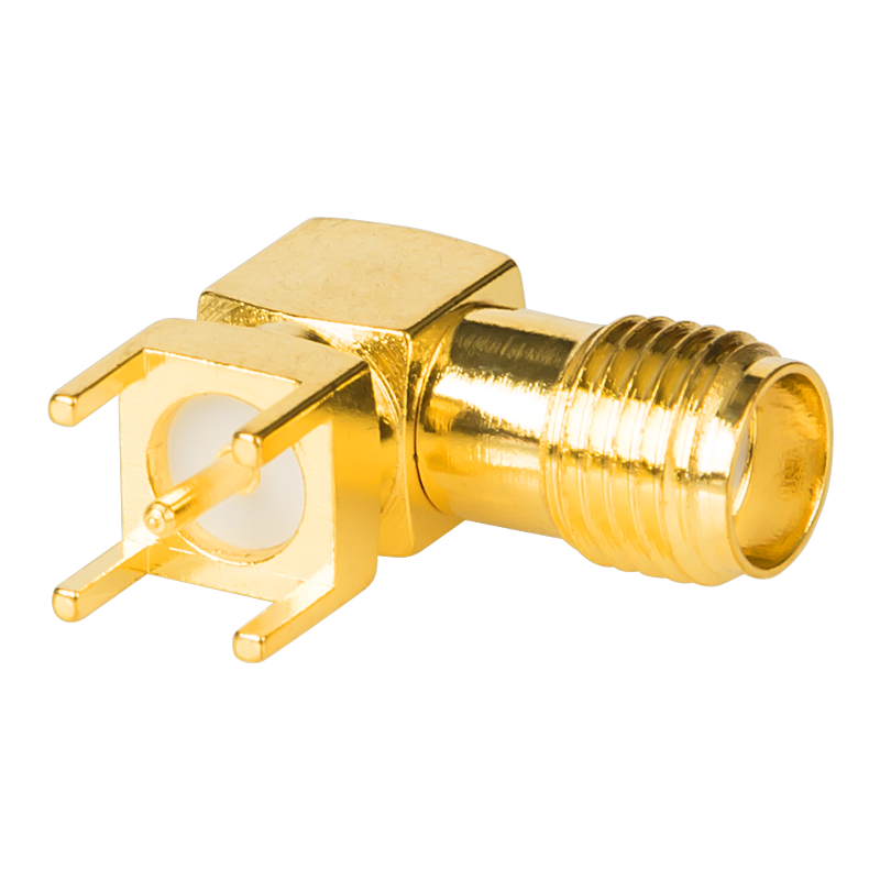 博扬 高频射频同轴转接器50欧 弯形SMA-KE母头 PCB面板插座正四脚 10个装 BY-SMA-KWE