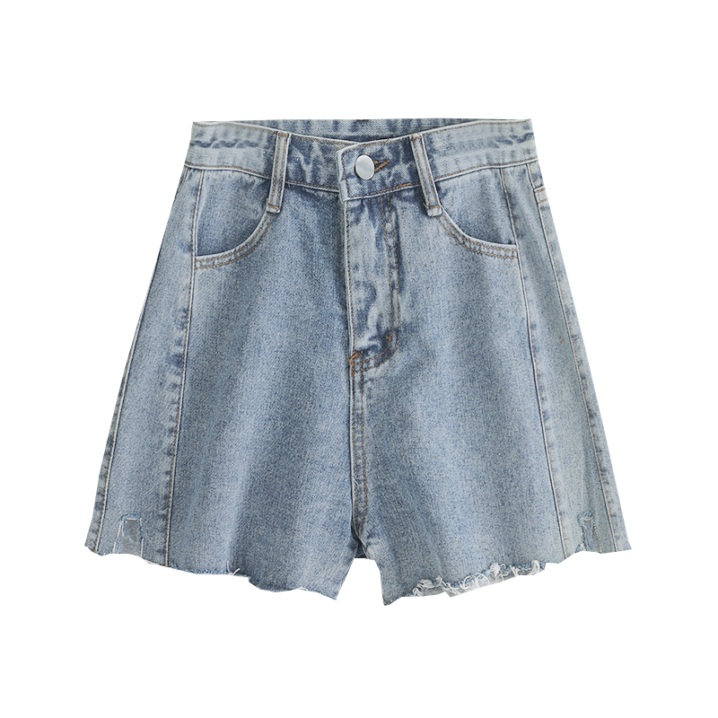 WAXY牛仔短裤夏季韩版高腰气质显瘦百搭设计感a字型阔腿热裤ins潮