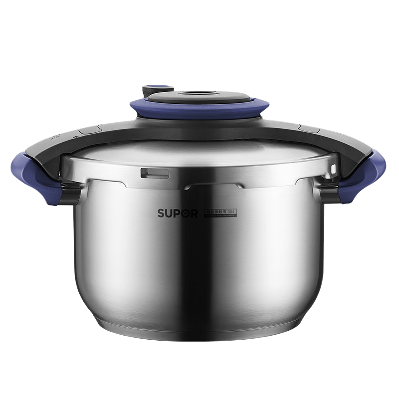 苏泊尔巧易开304不锈钢压力快锅YW223BC1-22cm聚能复底100Kpa大压力高压锅 燃气电磁炉通用 5升