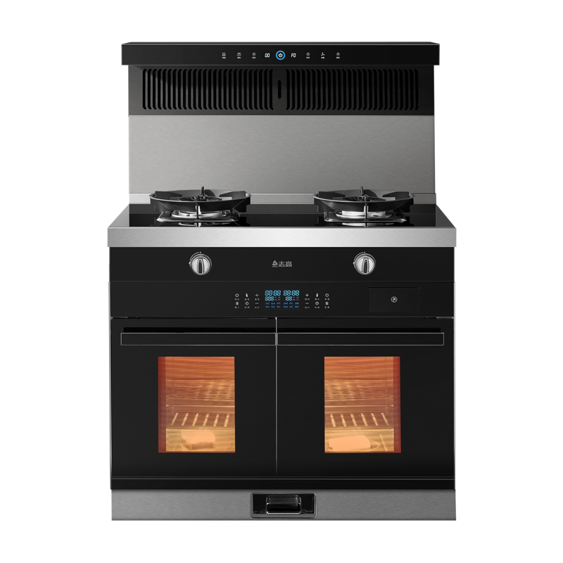 志高(CHIGO)JJZT-T15BZ家用烟机灶具蒸烤箱一体式挥手操控独立双内胆独立蒸烤空气炸文火炖集成灶天然气