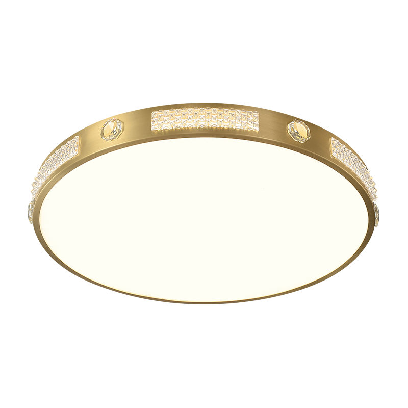 克罗斯塔 新中式轻奢简约全铜新款圆形方形吸顶灯奢华大气卧室灯房间书房灯饰