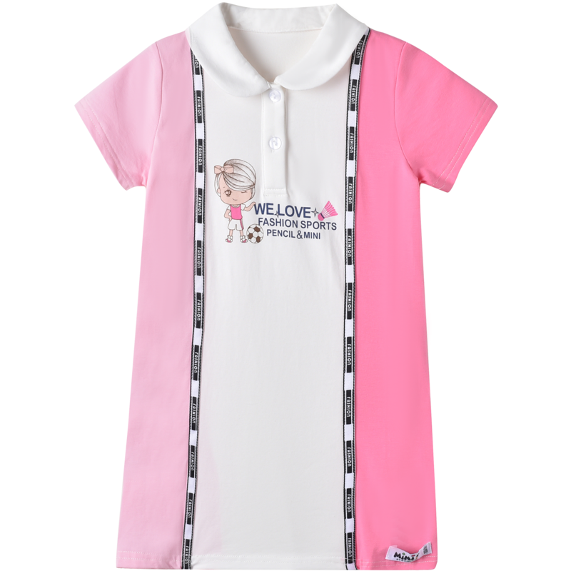 [39元3件]铅笔俱乐部童装夏装新款女童连衣裙儿童裙子小女孩短袖长裙薄