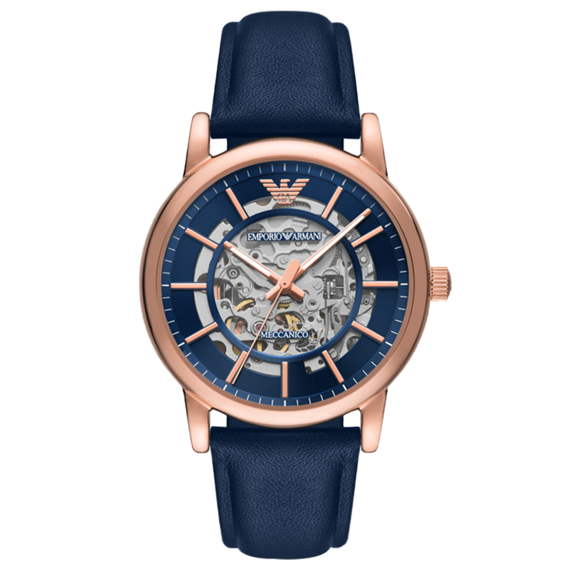 Armani阿玛尼手表男 2022年新款 深蓝色镂空小众钢带机械表 生日礼物 送女友AR60050