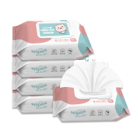 三只小猪婴幼儿湿巾80抽*5带盖便携宝宝湿巾纸新生儿手口湿纸巾家庭