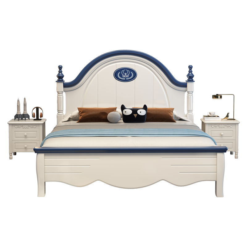 百冠环球 实木床美式青少年1.2米单床1.35米实木床1.5米双人床1.8米卧室储物公主床