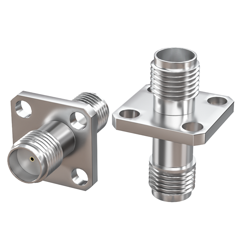 博扬 高频同轴转接器50欧 DC-18G RF射频微波连接器 微波转换头 SMA母法兰式直通头 BY-SMA-KKFG