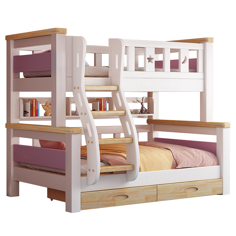 兰秀家居 实木上下床双层儿童床多功能组合高低床小户型可拆分上下铺男孩女孩公主成人双人床