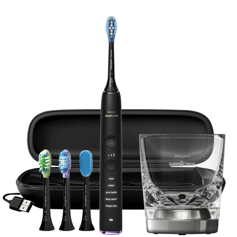 飞利浦(Philips) 电动牙刷 HX9924/12 成人通用充电式钻石亮白智能型62000次声波震动式蓝牙版牙刷软毛