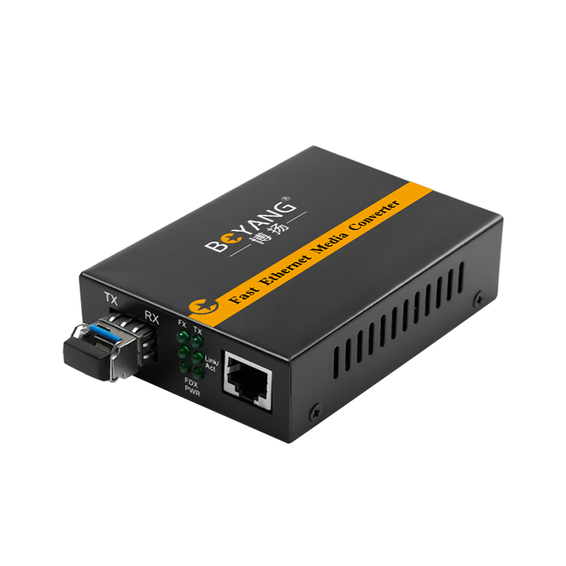 博扬 BY-WG613A-LC-100KM电信级千兆单模单纤光纤收发器光电转换器 支持14槽机架 外置电源A端100公里