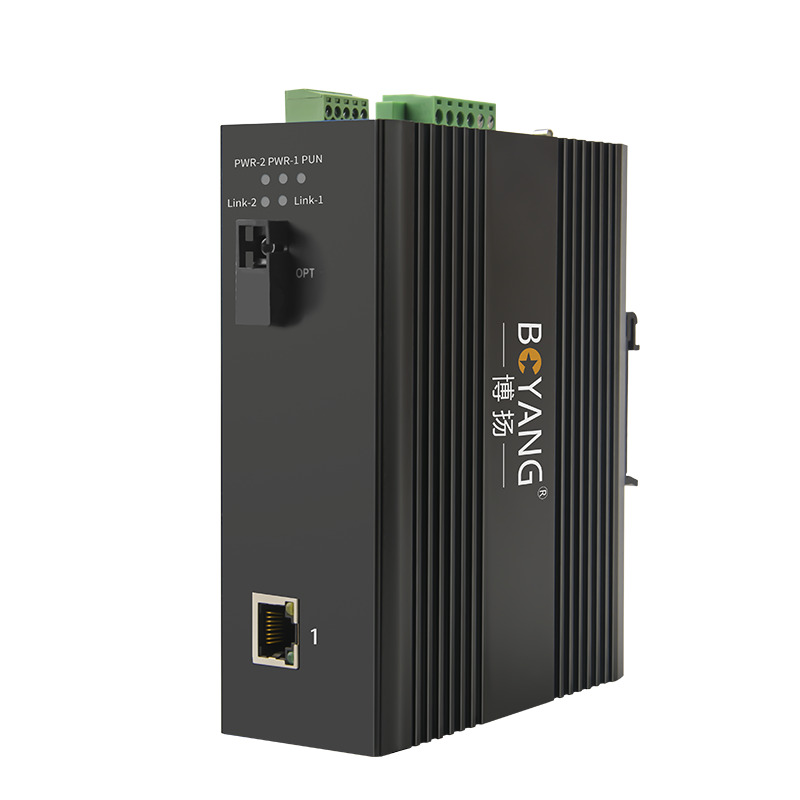 博扬 BY-H101A/B 串口工业级光纤收发器 百兆单模单纤1光1电+RS232 光电转换器 光纤交换机一对