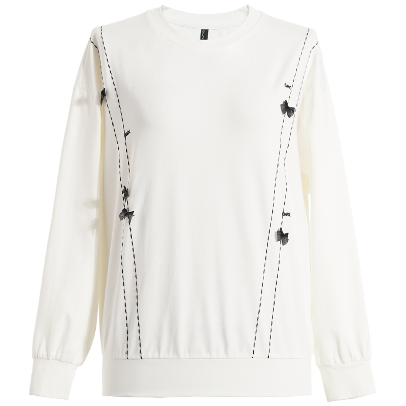 OUNIXUE欧昵雪 | [时髦绣花蝴蝶上衣]春季休闲风圆领套头宽松时尚百搭卫衣女