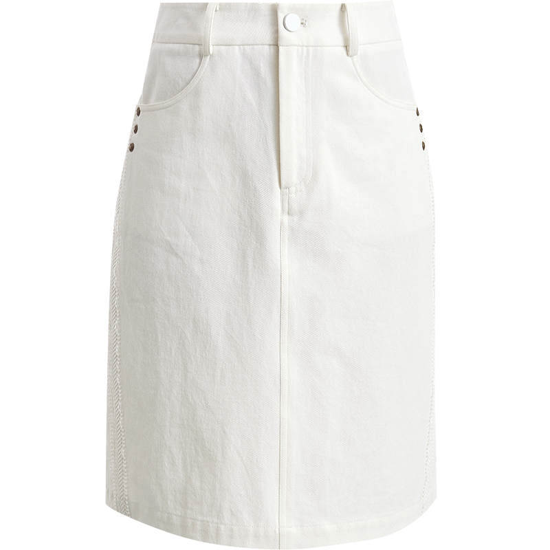 OUNIXUE欧昵雪 | [仿牛仔A字半裙]2022夏季百搭包臀中裙显瘦纯棉半身裙