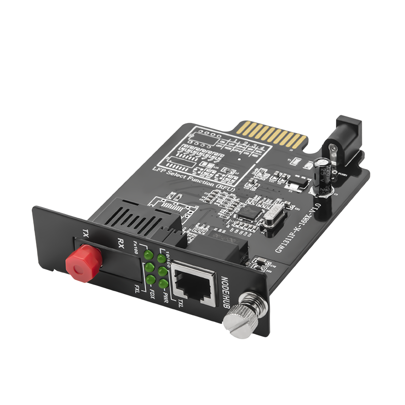 博扬 BY-KG613B-FC-20KM千兆单模单纤插卡式光纤收发器B端 支持16槽机架 防雷FC接口 20公里