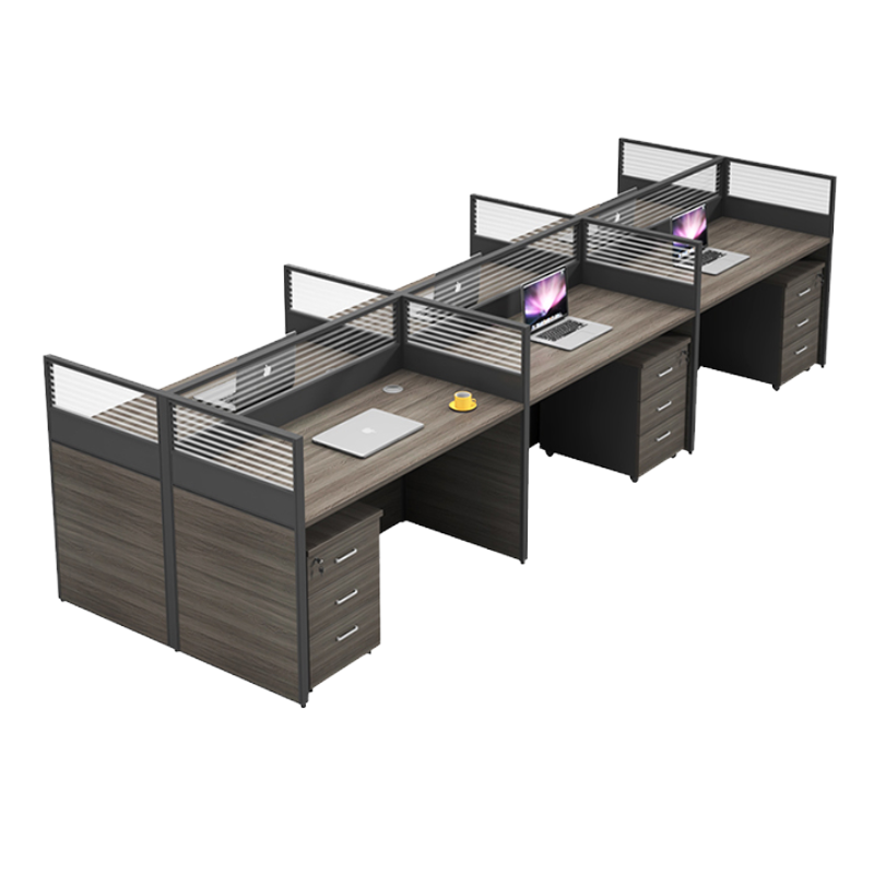 易企采 六人位含柜3670*1220*110mm 职员办公桌椅 现代工位 员工桌屏风 卡位卡座