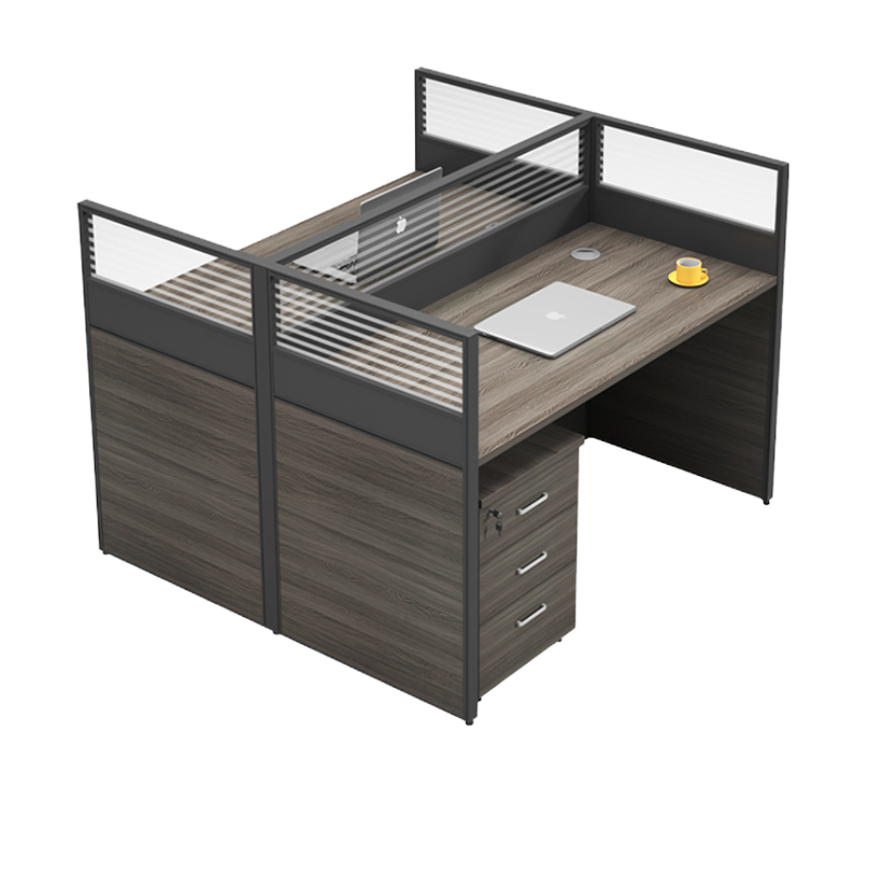 易企采 双人位含柜1240*1220*110mm 职员办公桌椅 现代工位 员工桌屏风 卡位卡座