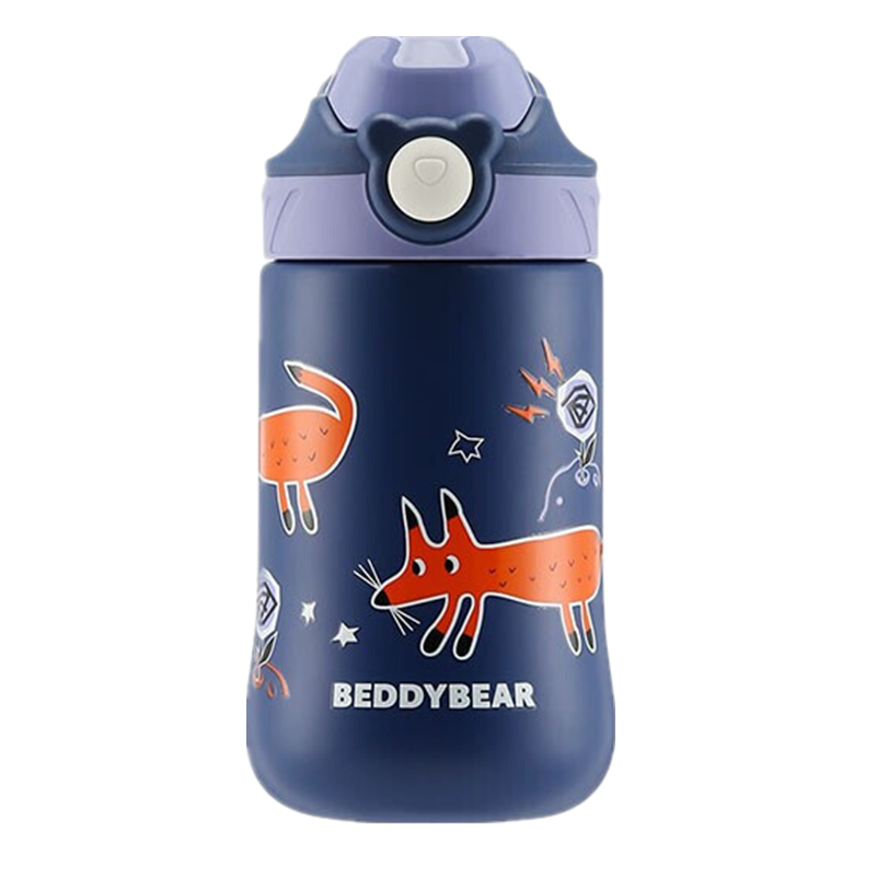 杯具熊BEDDYBEAR儿童保温杯380ml小容量鸭嘴杯狐狸316不锈钢男女学生小号学饮宝宝户外便携吸管杯