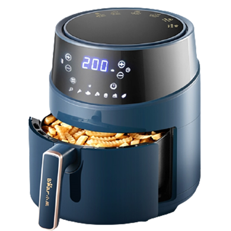 小熊(bear)匀烤空气炸锅家用可视新款大容量烤箱空气电炸锅多功能一体机_米白色升级款[双热能]