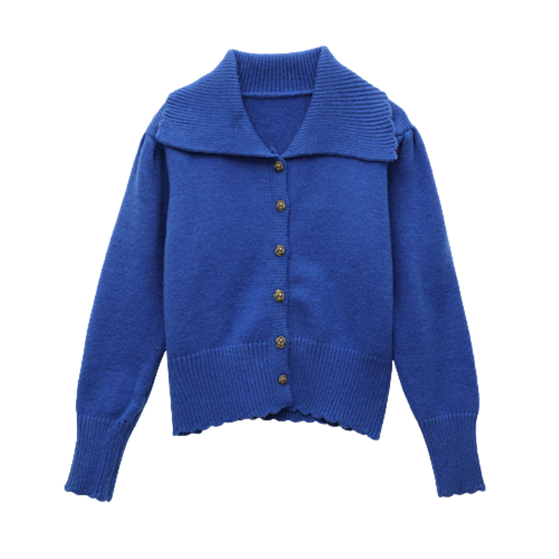 CACHE CACHE复古大翻领早春装韩版宽松慵懒风针织外套上衣开衫女