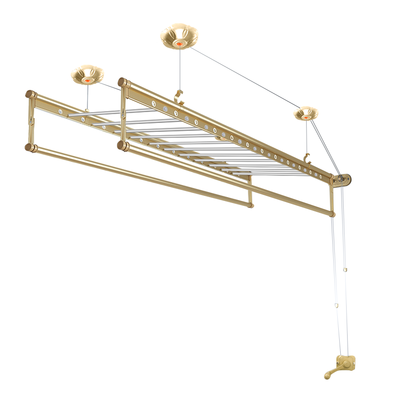 升降晾衣架手摇器阳台双杆式家用晾衣杆自动顶装手动晒衣架凉衣捍