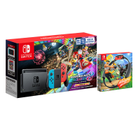 任天堂 Nintendo Switch 国行续航增强版红蓝游戏机&马力欧卡丁车8游戏卡+健身环大冒险游戏