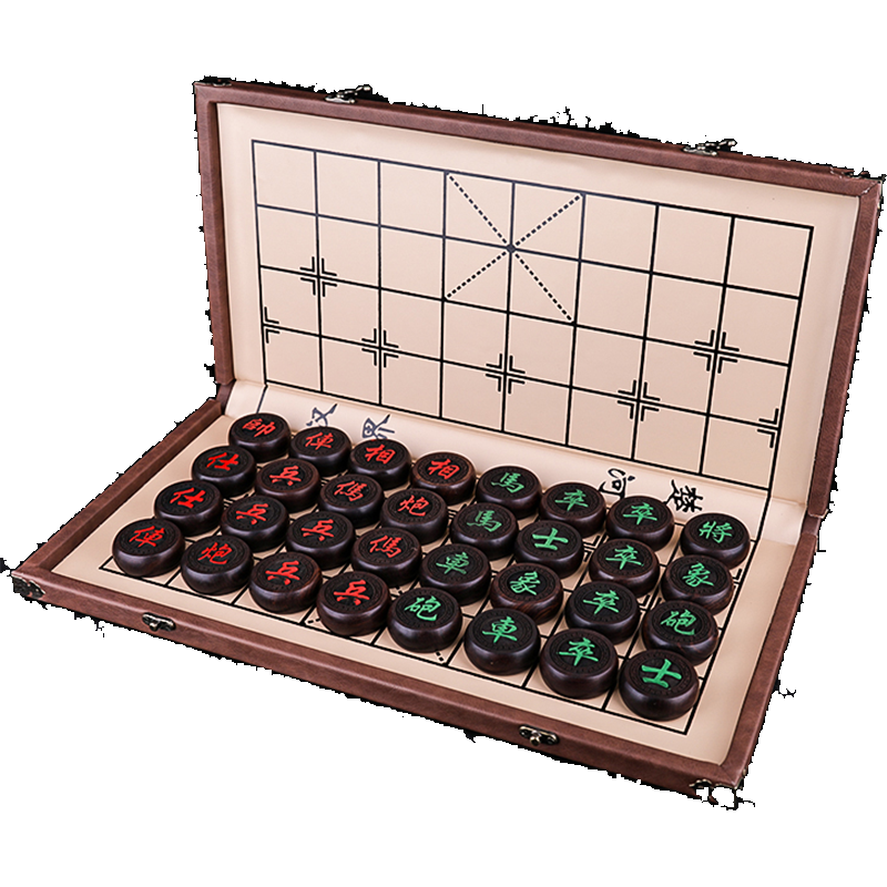 黑檀木中国象棋闪电客实木大号特大学生用折叠棋盘双面刻字红木套装
