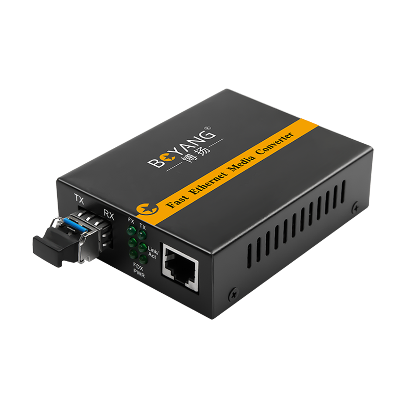 博扬 BY-WG611S-LC-40KM电信级千兆单模双纤光纤收发器光电转换器 支持14槽机架 外置电源40公里LC接口