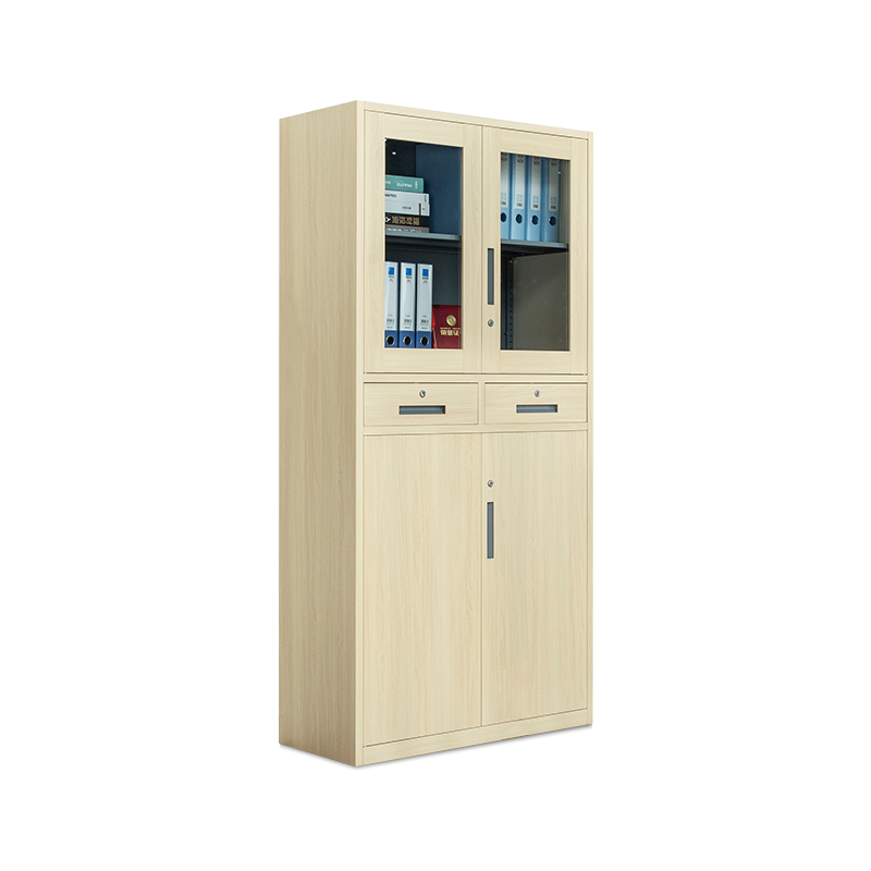 尔迈 钢制文件柜铁皮柜办公室档案资料柜带锁财务凭证柜 枫木色中二斗器械柜