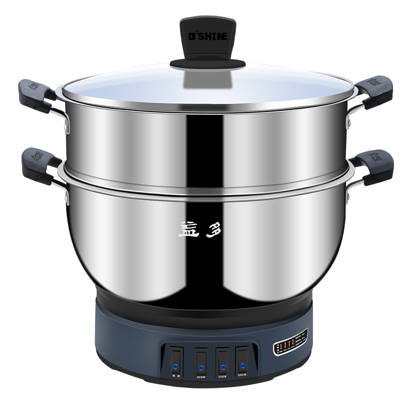 益多不锈钢电炒锅一体式炒菜锅多功能家用大功率煎炒蒸锅电热火锅蒸煮宿舍电煮锅炒菜家用大容量YNDG-32A