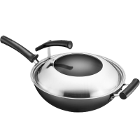 苏泊尔(SUPOR) 炒锅FC32H7 臻质精铁不锈32cm炒锅无涂层厨房烹饪熟铁锅具