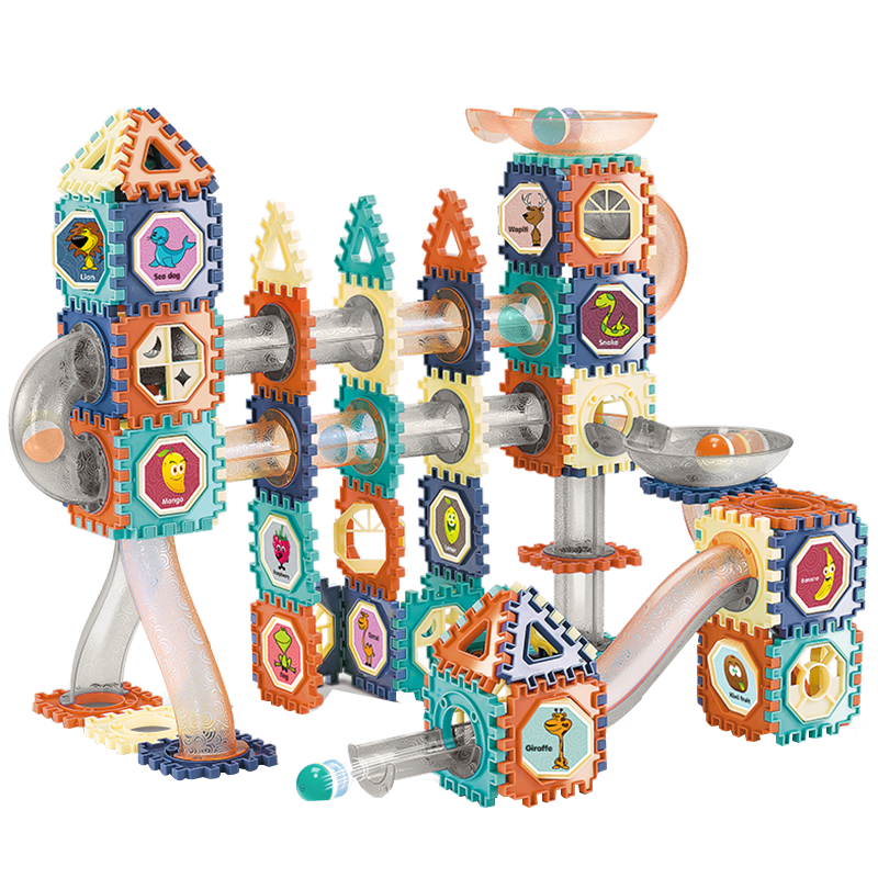 纽奇(Nukied)儿童滚珠轨道积木玩具百变拼装滑道拼插大颗粒益智玩具3-6岁男女孩 轨道滚珠积木160件套(配收纳箱)