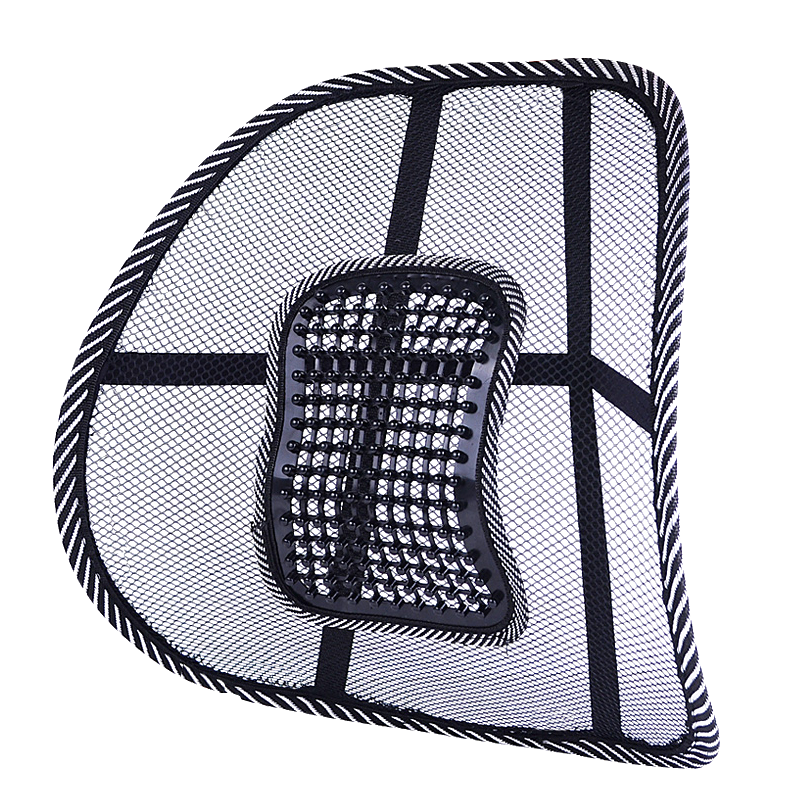 淘尔杰TAOERJ车载腰靠汽车腰靠/靠垫 加粗钢丝皮钉网纱按摩腰靠 高弹力/车家两用/简约大气/四季通用黑色