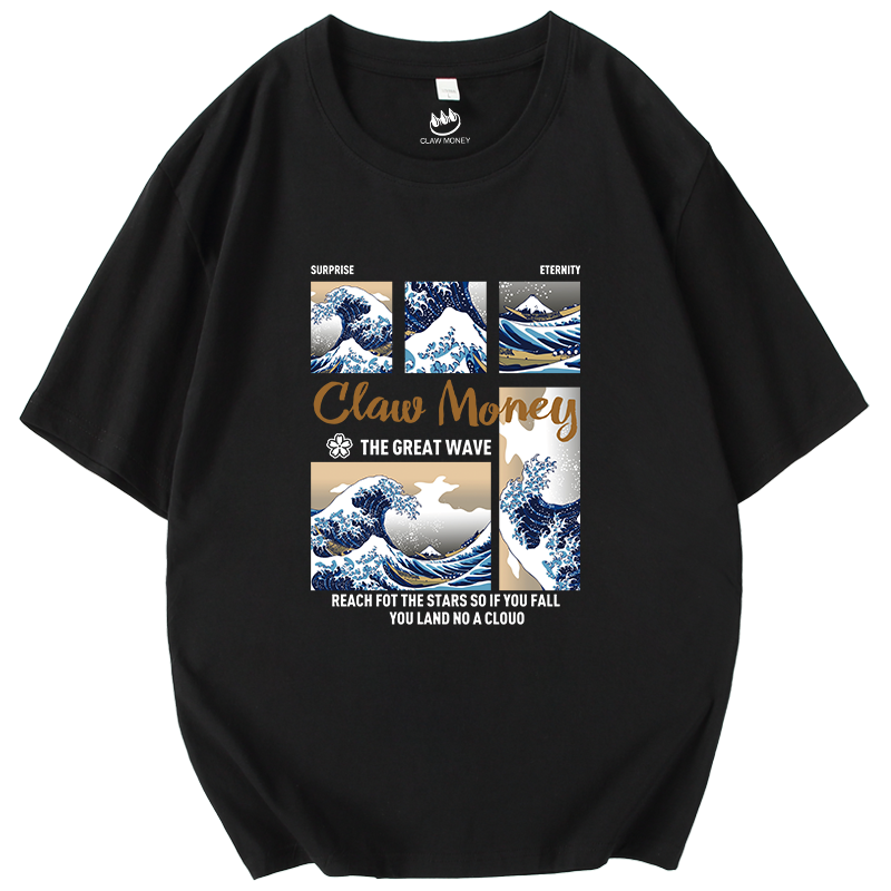 Claw money潮牌短袖t恤男ins纯棉半截袖宽松大码帅气圆领学生体恤