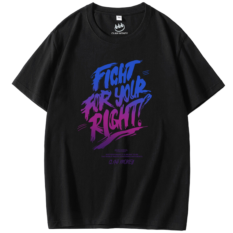 Claw Money短袖t恤男士夏季纯棉宽松百搭半袖宽松圆领落肩上衣潮T
