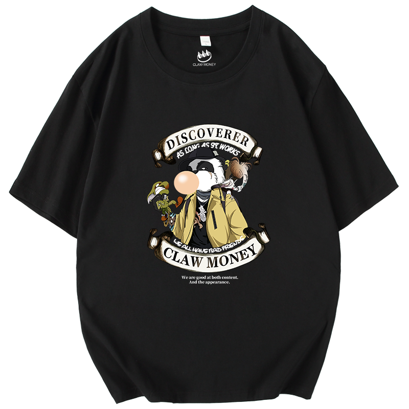 Claw money国潮短袖t恤男潮流2022夏季宽松纯棉半袖青少年体恤潮