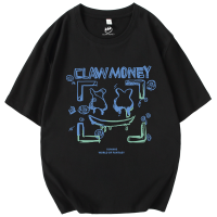Claw money潮牌短袖T恤男纯棉圆领衣服印花体恤宽松学生潮流半袖