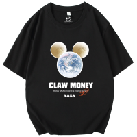 Claw money潮牌短袖T恤男圆领印花体恤纯棉宽松学生大码潮流半袖