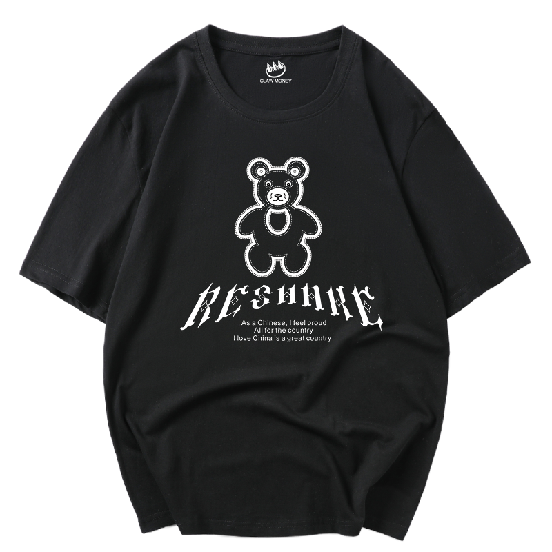 CLAW MONEY 纯棉短袖男T恤宽松潮牌半袖上衣韩版印花休闲百搭上衣
