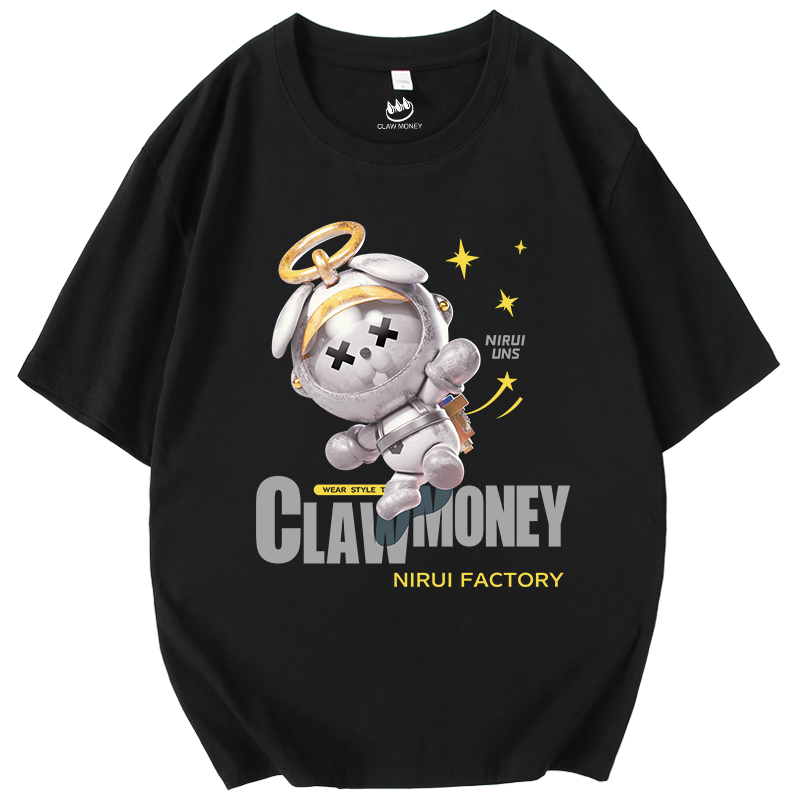 Claw money短袖T恤男纯棉潮牌圆领体恤帅气宽松大码卡通潮流半袖