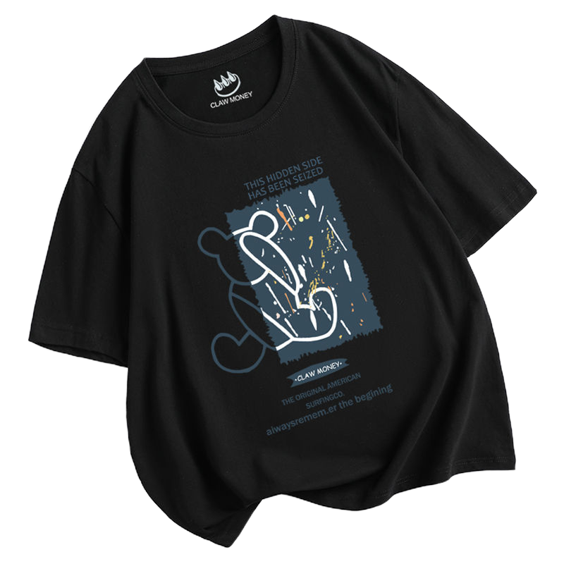 Clawmoney短袖男潮流百搭帅气宽松半袖夏季新款青少年纯棉印花t恤