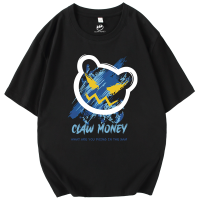 Claw money短袖t恤男纯棉ins帅气潮男大码半袖宽松半截袖圆领体恤