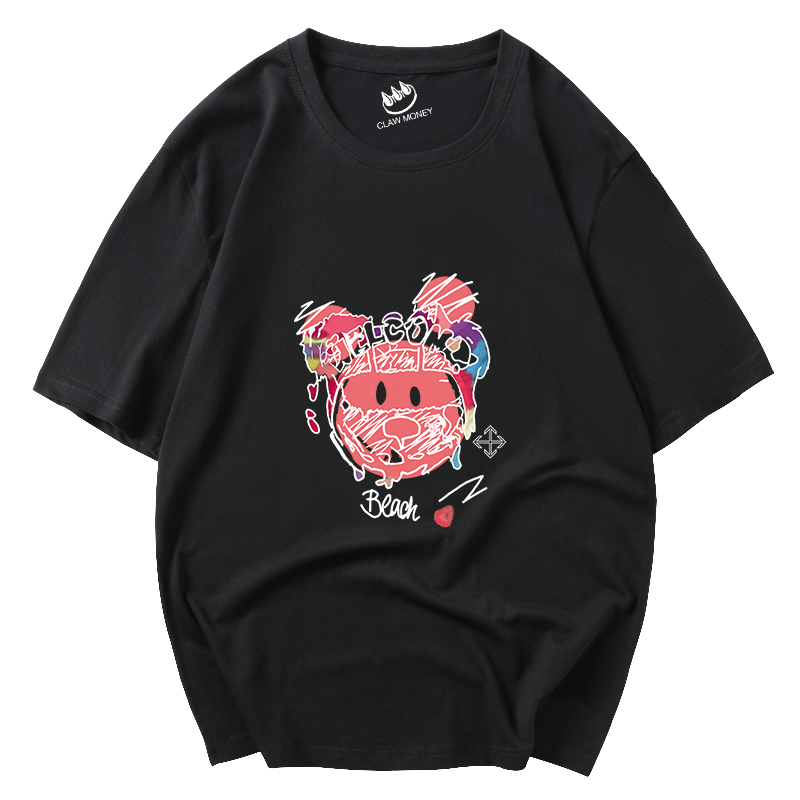 CLAW MONEY 短袖男士夏季时尚宽松米奇印花T恤潮流百搭休闲情侣装