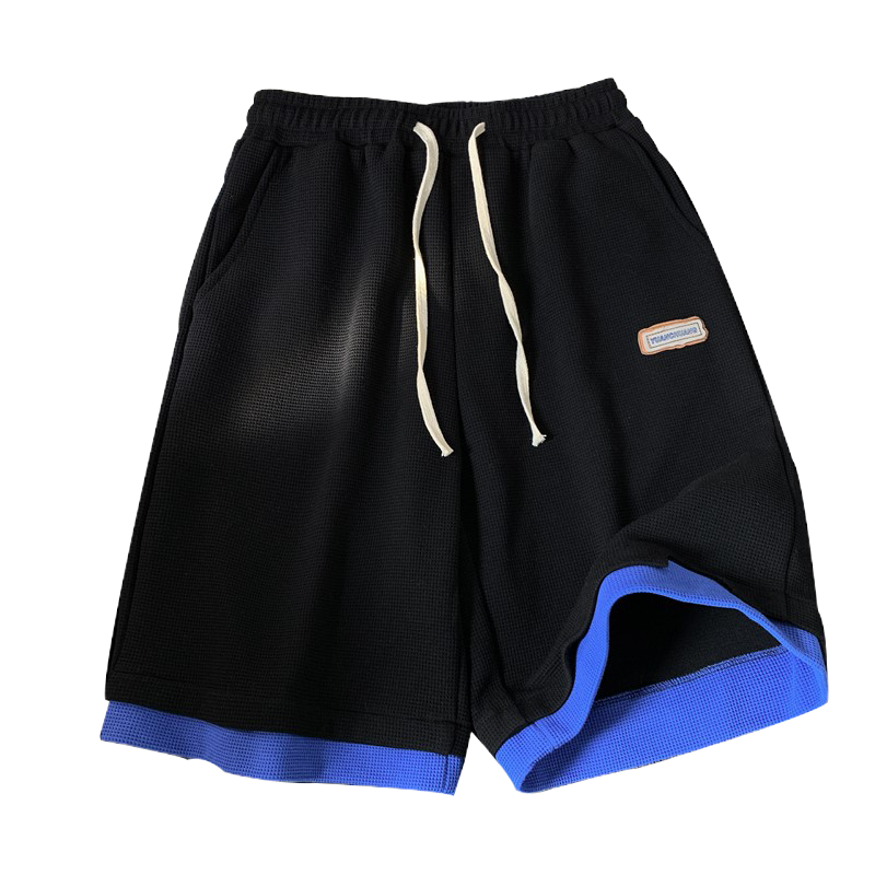 CLAW MONEY 夏季短裤男潮流休闲百搭宽松直筒裤假两件抽绳五分裤