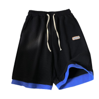 CLAW MONEY 夏季短裤男潮流休闲百搭宽松直筒裤假两件抽绳五分裤