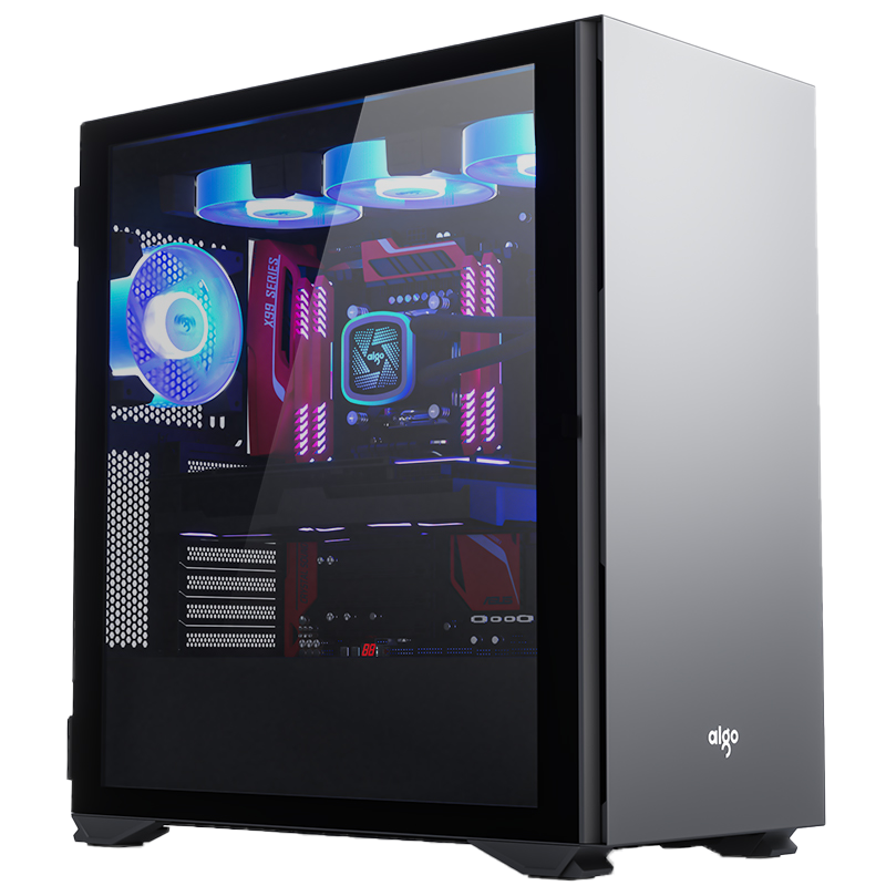 爱国者YOGO K1 钛灰(侧透)+银河T360水冷白色+3个彩虹V1风扇白色 U3电竞机箱 DIY组装整机电脑游戏商务