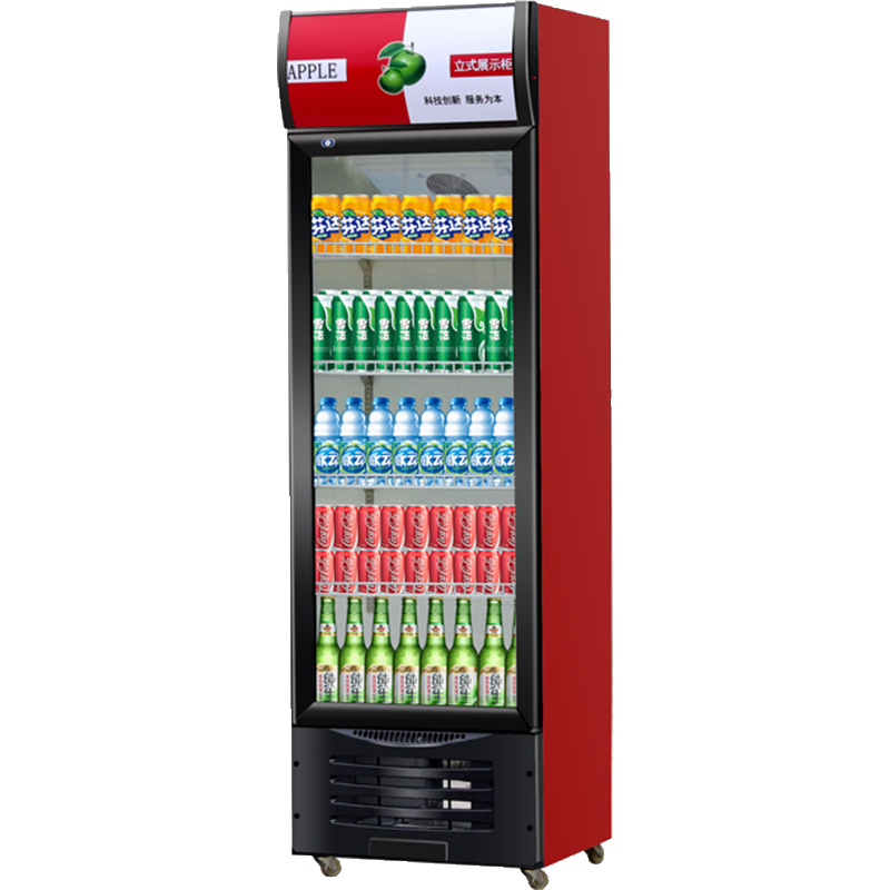 冷藏展示柜单门饮料柜商用双开门保鲜柜切夫曼立式三门啤酒冰柜冰箱超市_双门直冷蓝白