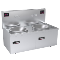 乐创(lecon)商用电磁双头大锅灶 锅径700 15KW*2大功率电磁灶 380V LC-J-A70D2