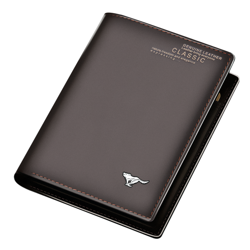 七匹狼钱包男士皮夹2022新款真皮竖款纯牛皮短款小钱夹学生男