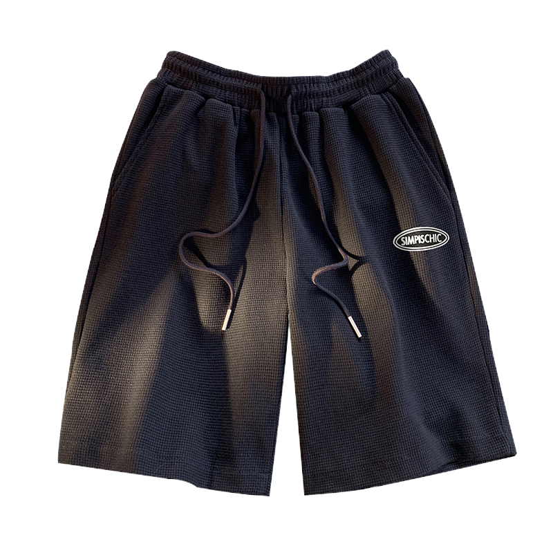 CLAW MONEY 夏季休闲短裤男潮牌宽松百搭裤子简约纯色抽绳五分裤