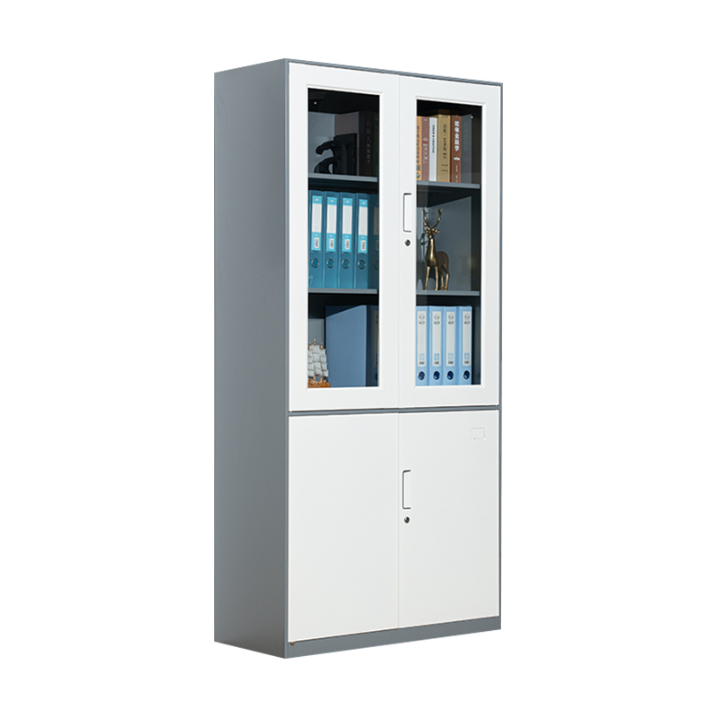 尔迈 文件柜拆装薄边办公柜钢制铁皮柜资料柜档案柜室内储物柜 灰白套色通门文件柜