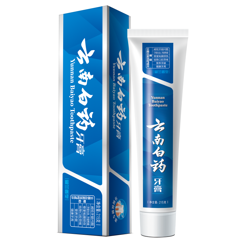 云南白药牙膏 留兰香型215g 大规格 清新口气 养护牙龈 含白药活性成分 减少口腔问题